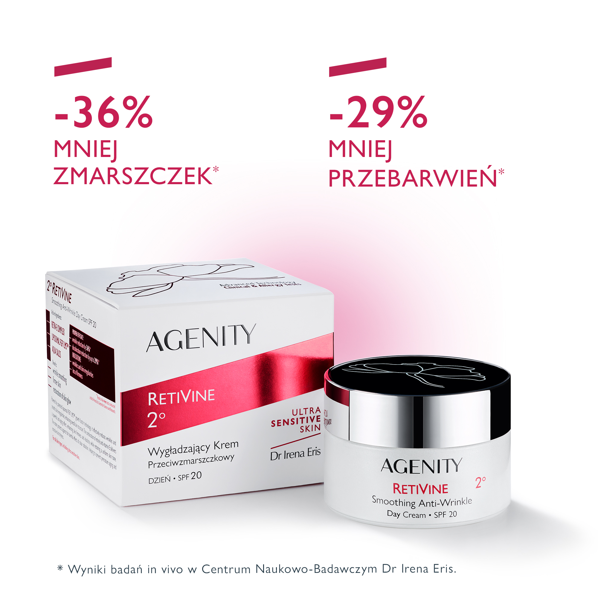 Agenity Retivine 2°, Krem przeciwzmarszczkowy wygładzający na dzień SPF 20, 50 ml