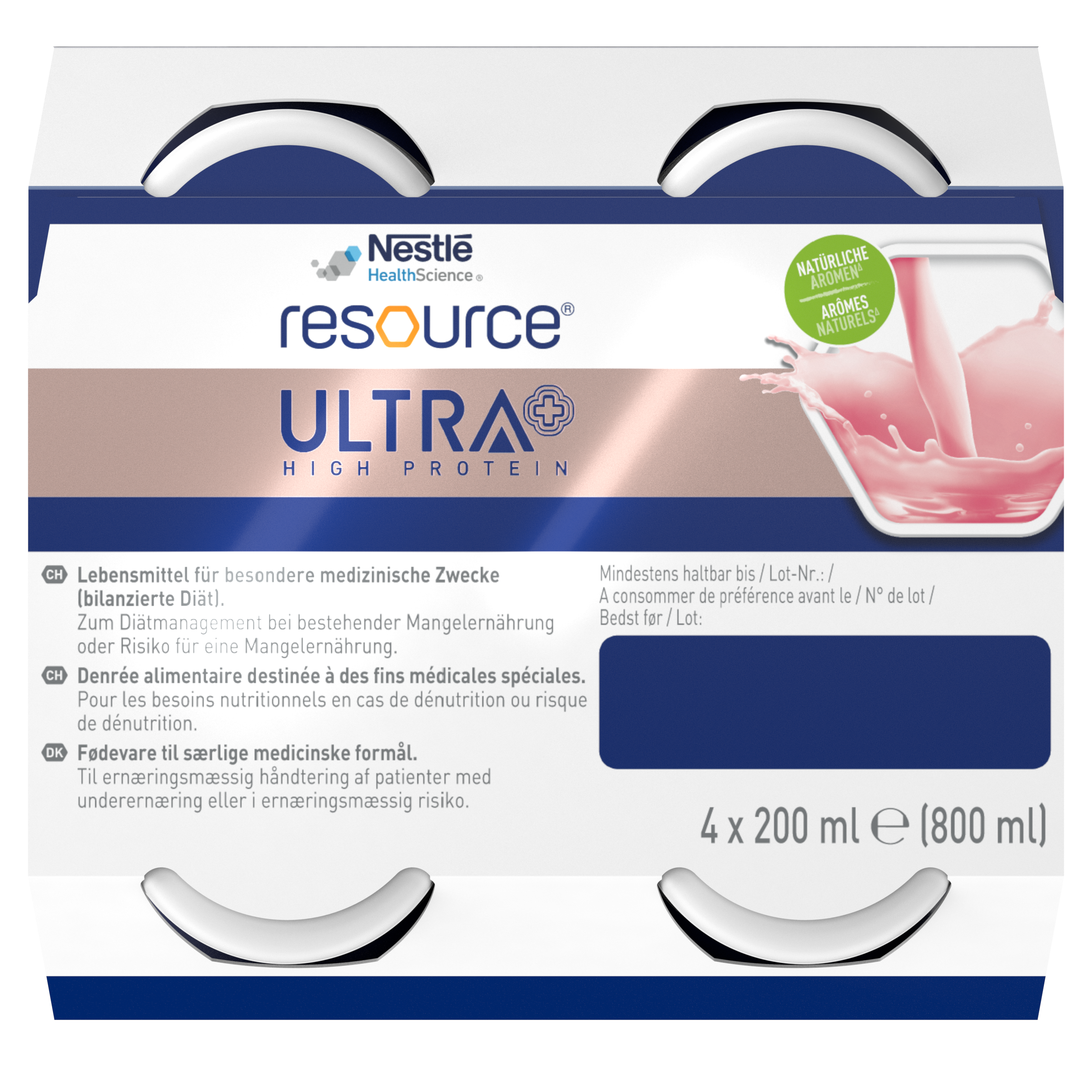 Nestle Resource Ultra + Truskawka, 4 x 200 ml