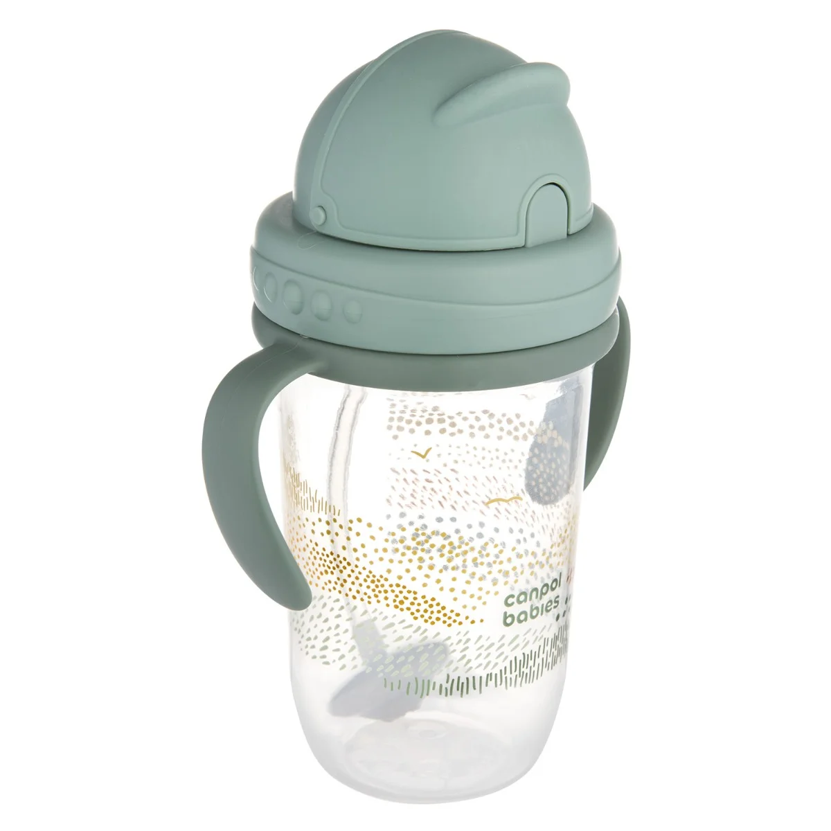 Canpol babies Kubek niekapek z rurką i odważnikiem Mountains zielony, 270 ml