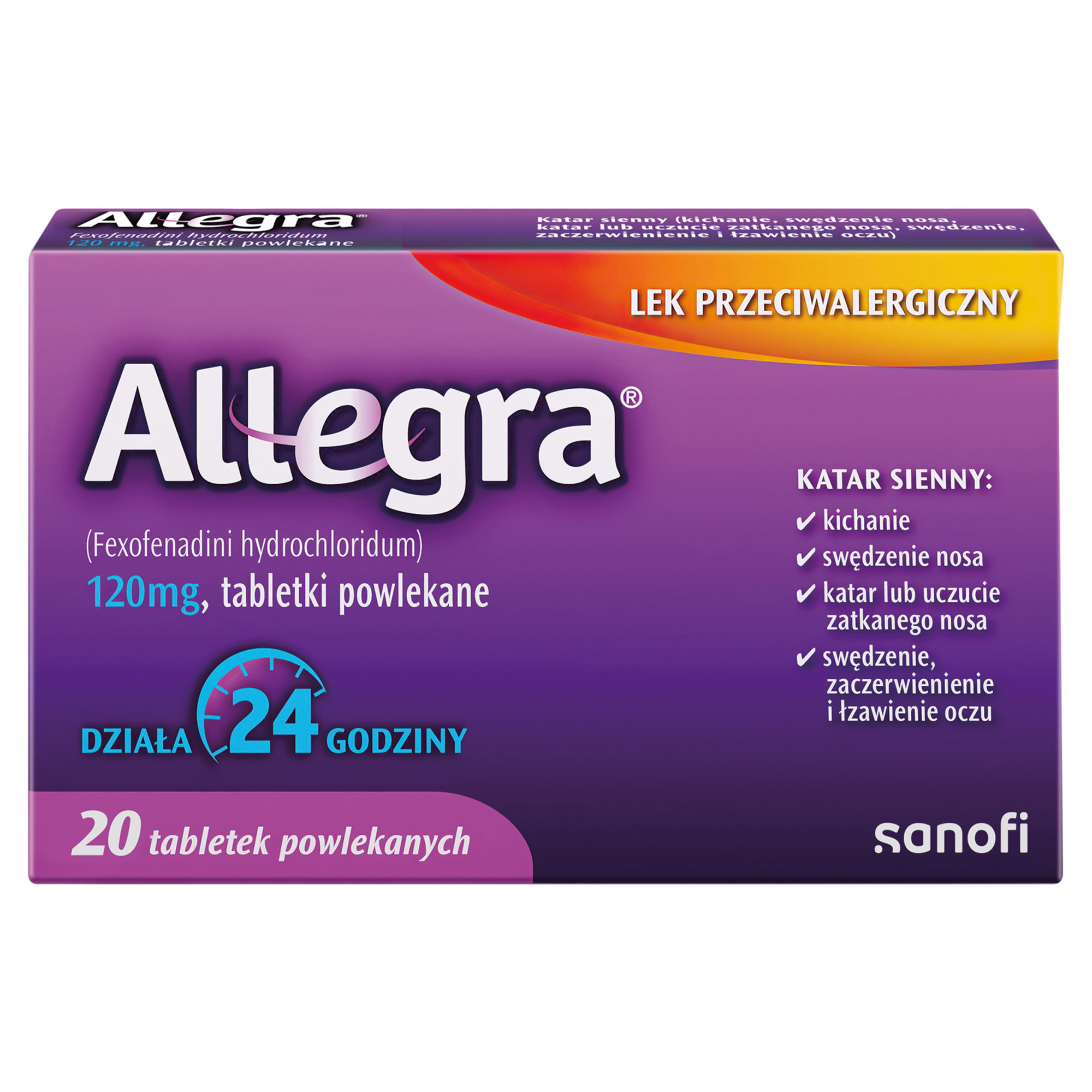 Allegra 120 mg 20 tabletek powlekanych zdjęcie