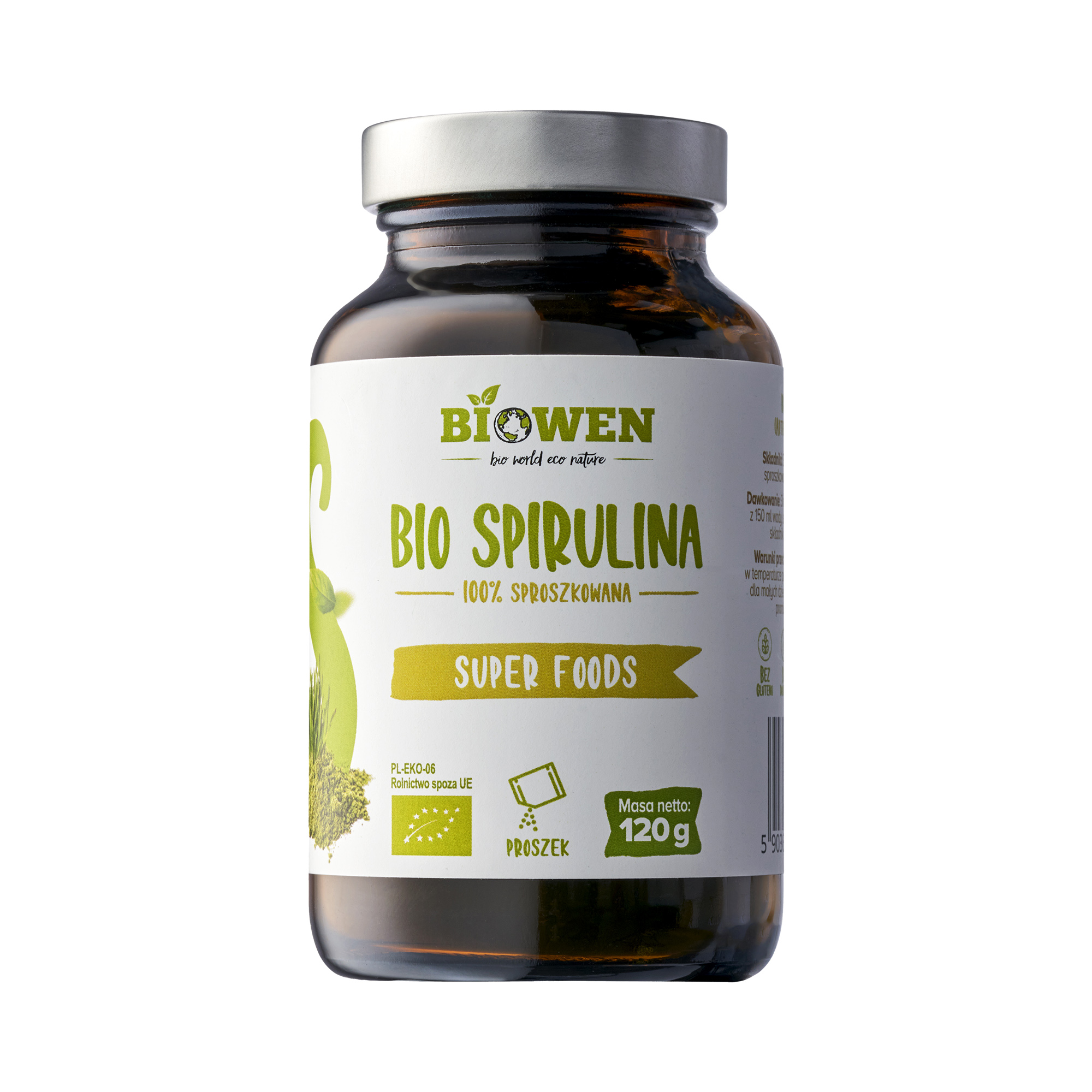BIOWEN Bio Spirulina proszek, 120 g zdjęcie