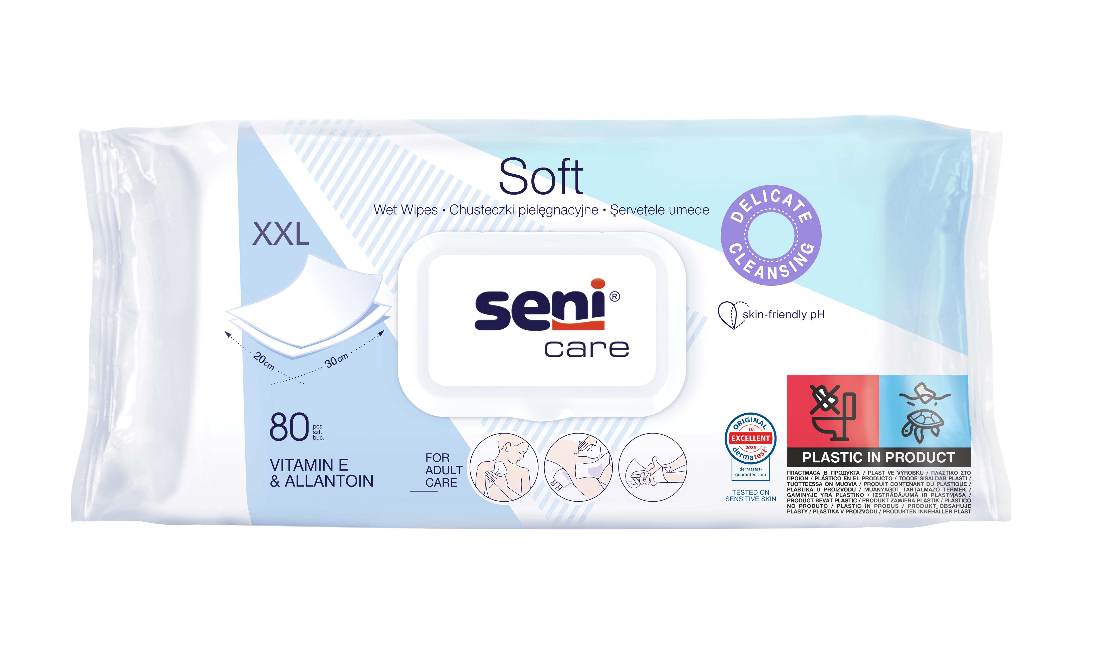 Seni Care Soft, Chusteczki pielęgnacyjne, 80 sztuk