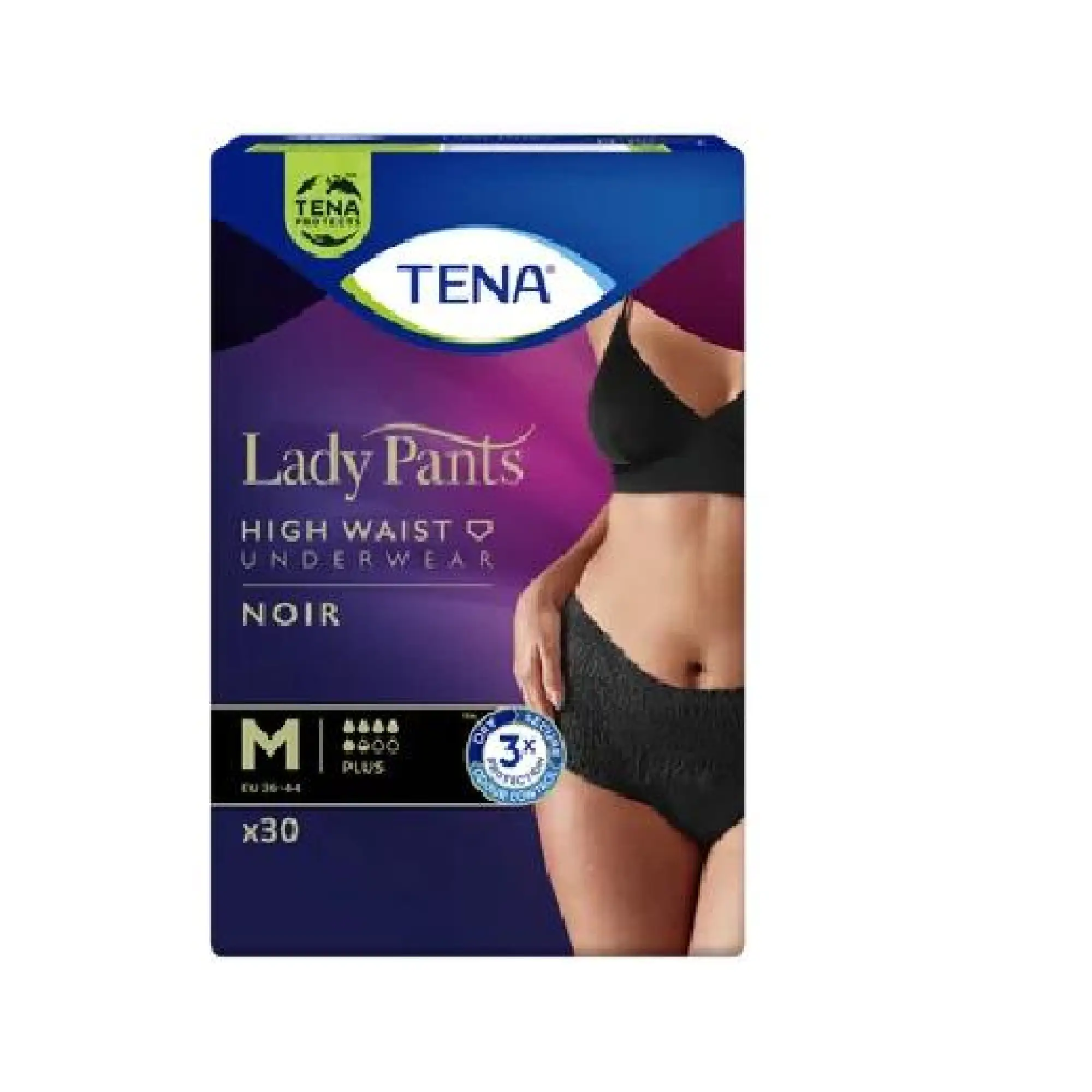 Tena Lady Pants Noir Plus Bielizna chłonna dla kobiet, kolor czarny M, 30 sztuk zdjęcie