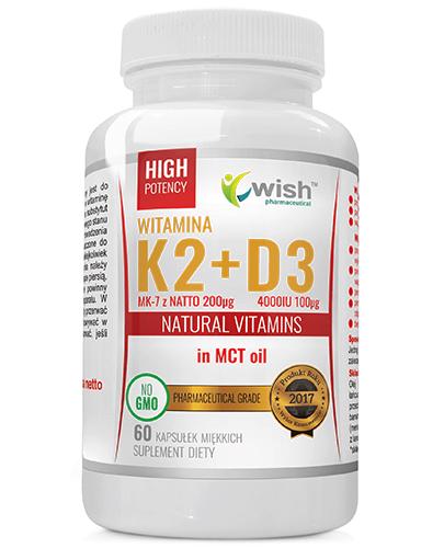 Wish K2 MK7 200 mcg + D3 4000 IU - 60 kaps. - cena, opinie, dawkowanie zdjęcie