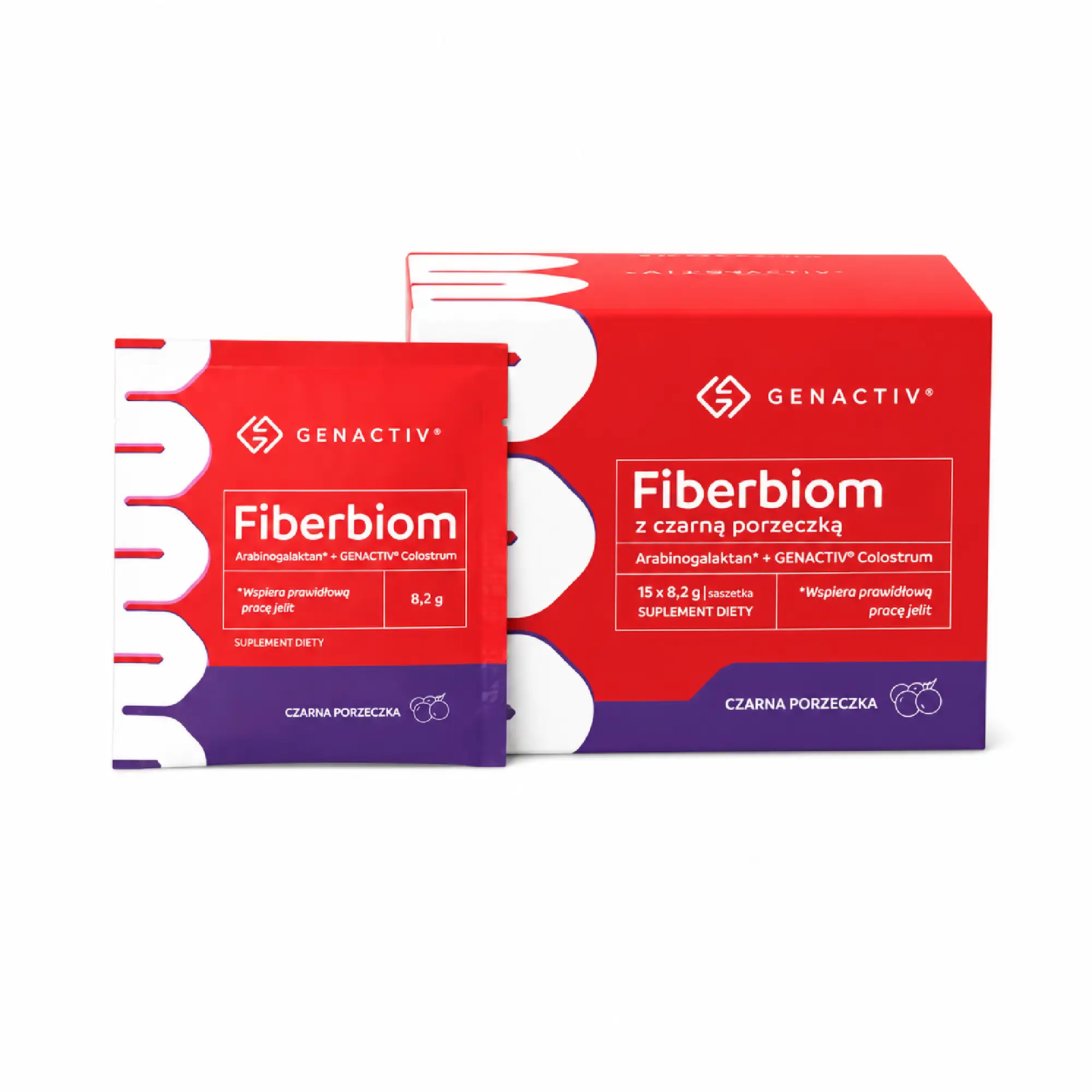 Genactiv Fiberbiom z czarną porzeczką, 15 saszetek