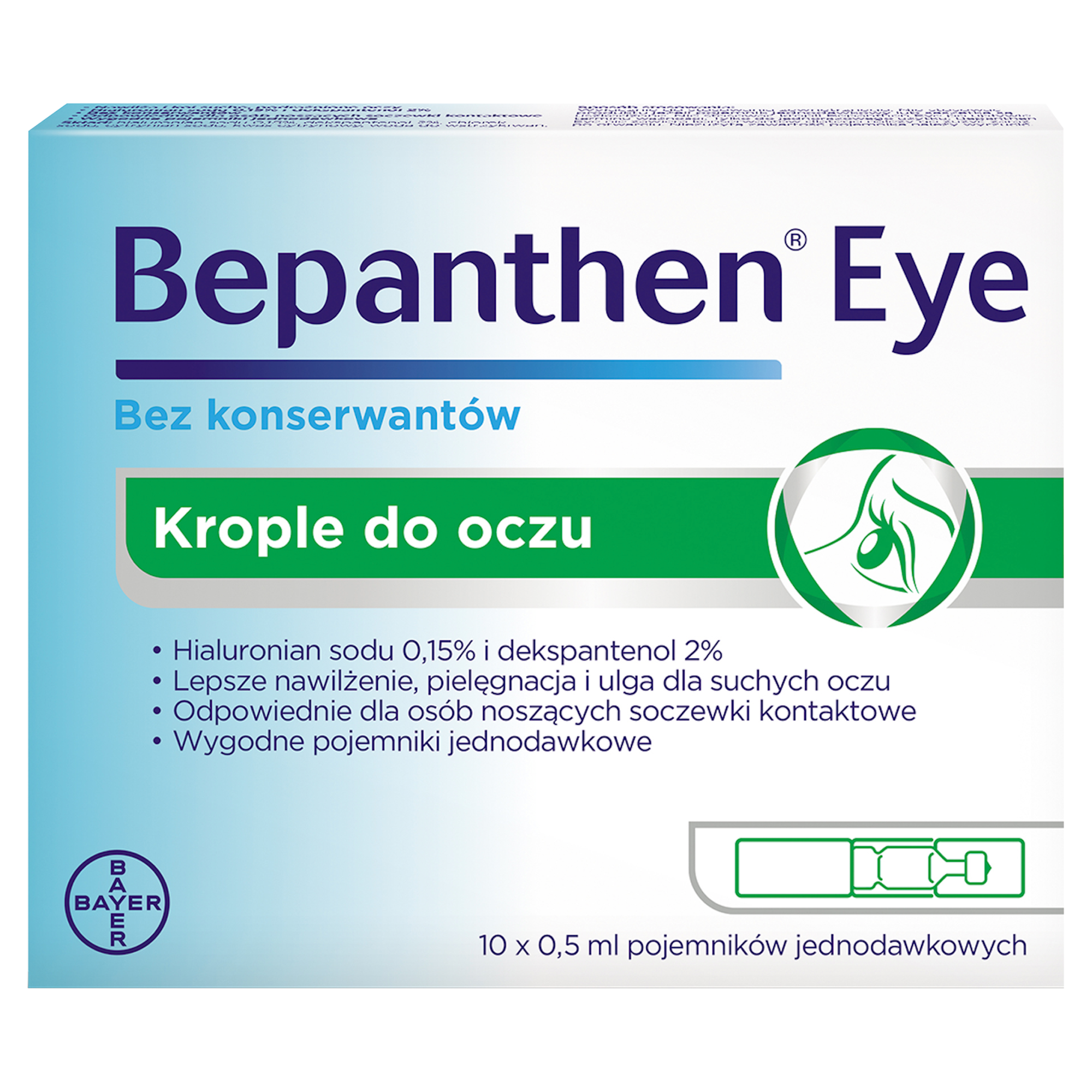 BEPANTHEN EYE, nawilżające i ochronne krople do oczu, 10 x 0,5 ml zdjęcie