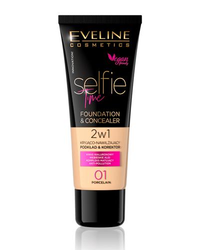 EVELINE COSMETICS SELFIE TIME Podkład do twarzy 01 PORCELAIN - 30 ml Do codziennego makijażu - cena opinie, stosowanie zdjęcie
