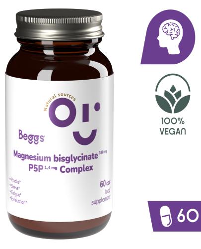 BEGGS Chelat magnezu 380 mg z witaminą B6, 60 kapsułek zdjęcie