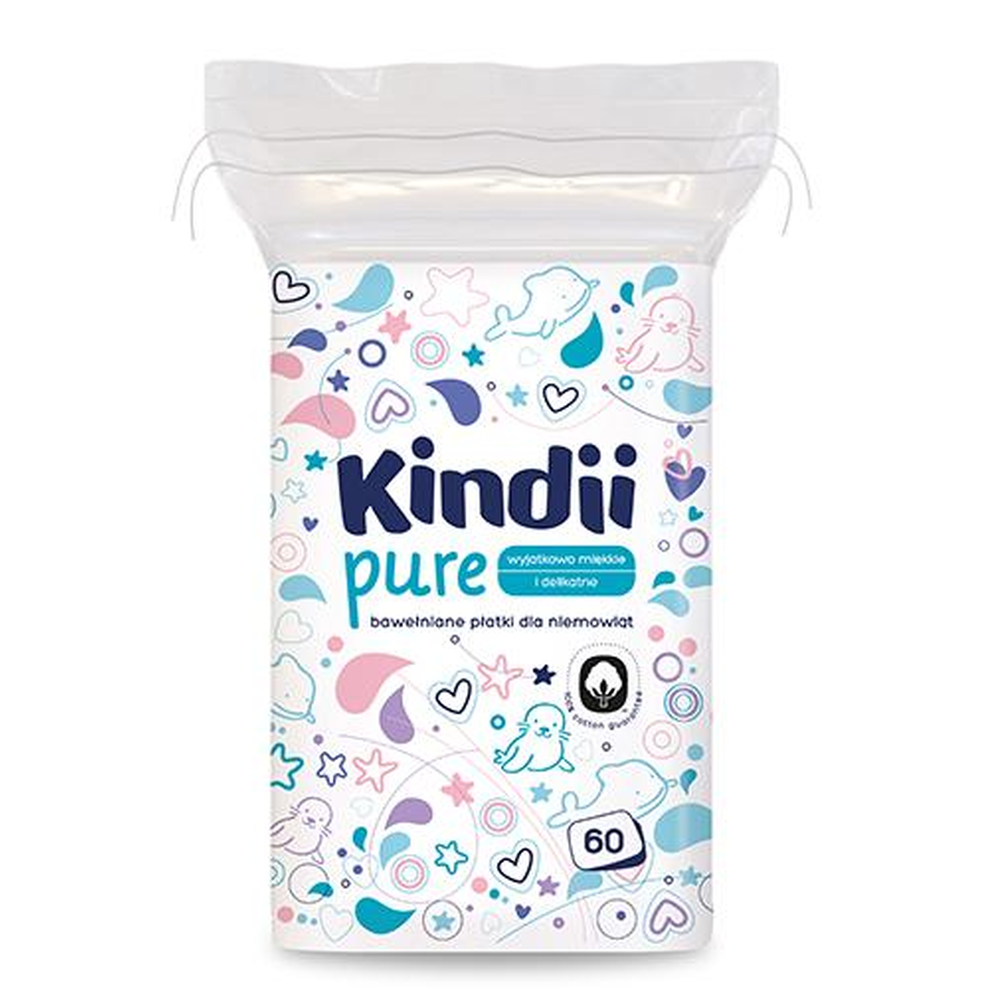 Kindii Pure, bawełniane płatki dla niemowląt, 60 sztuk zdjęcie