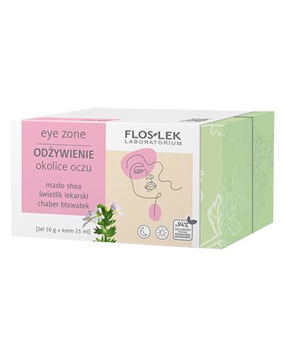 Floslek Zestaw Odżywienie Odżywczy Krem pod oczy świetlik masło Shea, 15 ml + Żel ze świetlikiem lekarskim i chabrem bławatkiem do powiek i pod oczy, 10 g, cena, opinie, właściwości zdjęcie