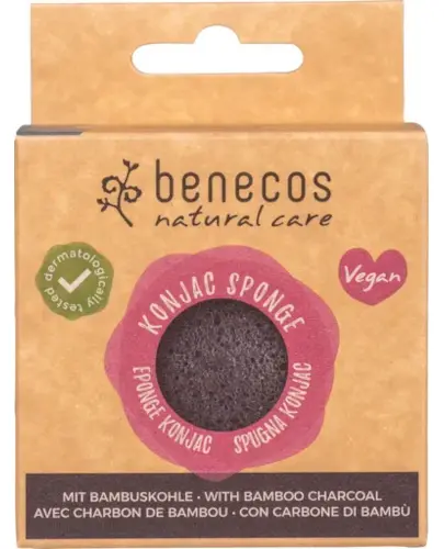 Benecos Gąbka konjac z węglem bambusowym 1 sztuka zdjęcie