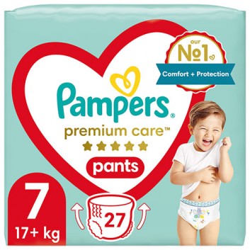 Pampers Premium Care Pieluchomajtki rozmiar 7, 17 kg+, 27 sztuk