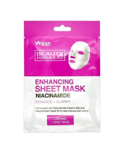Beauty Formulas, Maska do twarzy wzmacniająca z niacynamidem w płacie, 1 sztuka zdjęcie