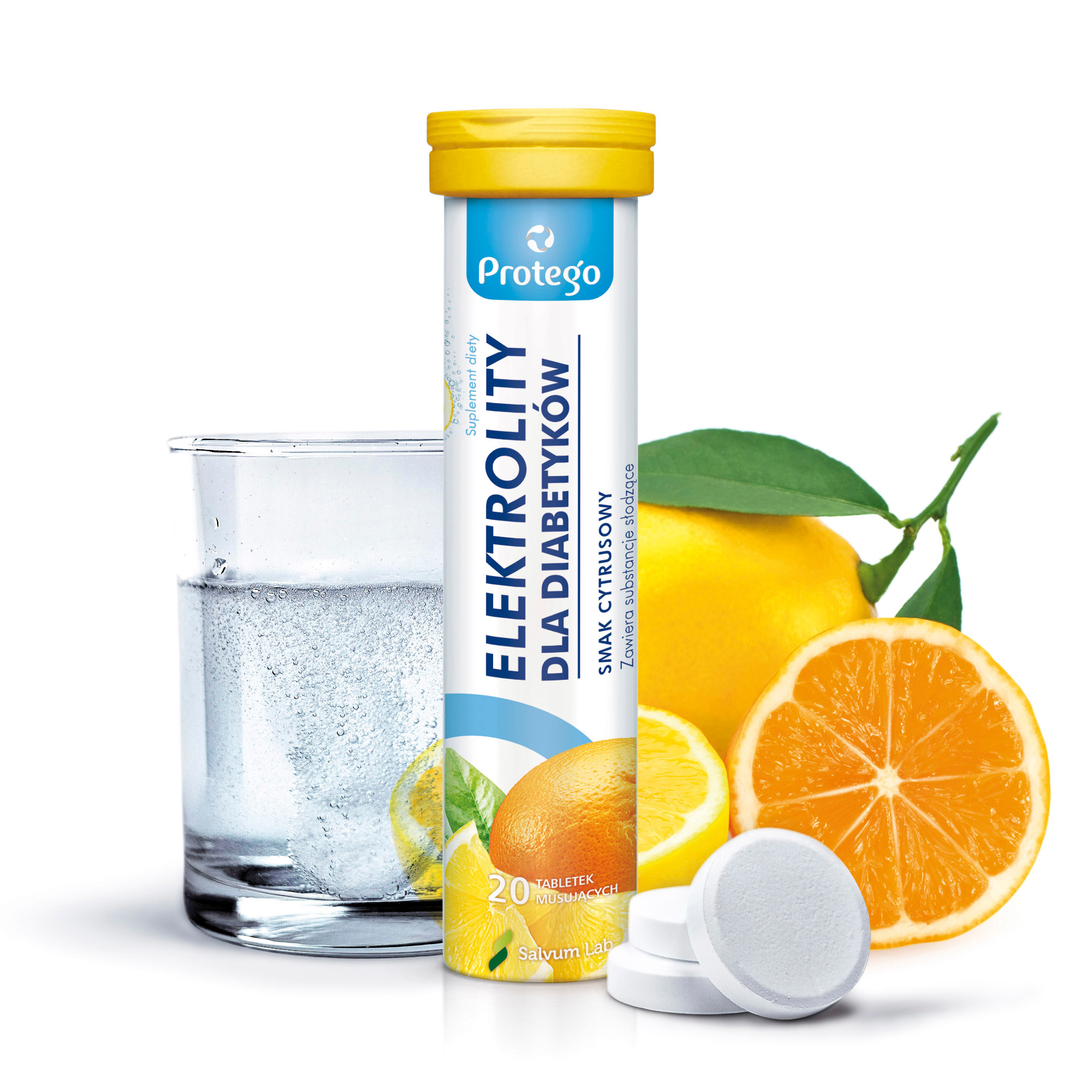 Salvum Labs, Protego elektrolity dla diabetyków, tabletki musujące, 20 sztuk zdjęcie