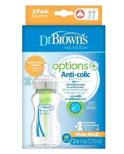 Dr Brown's Butelka Options+ szeroka szyjka 270 ml - 2 szt. Do karmienia niemowląt - cena, opinie, stosowanie zdjęcie