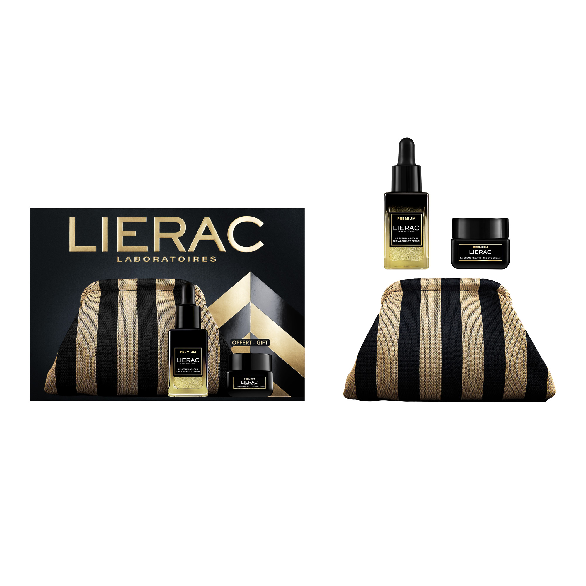 Zestaw Lierac Premium, serum regenerujące, 30 ml + krem pod oczy, 20 ml + kosmetyczka