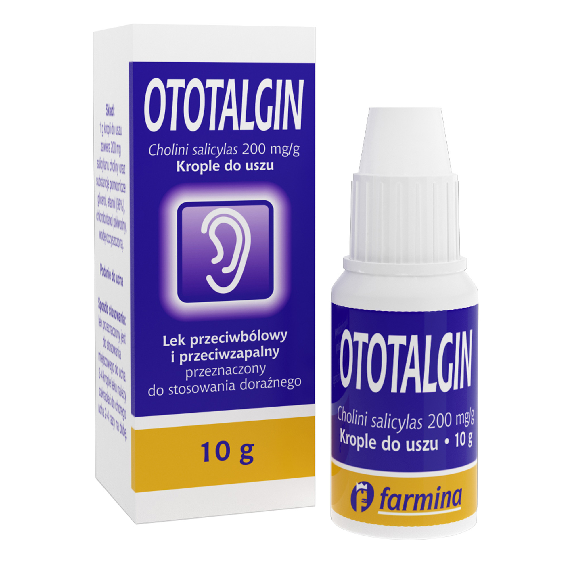 Ototalgin 200 mg/g krople do uszu 10 g zdjęcie