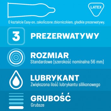 DUREX EXTRA SAFE Prezerwatywy grubsze z dodatkową ilością środka nawilżającego - 3 szt. - cena, opinie, właściwości