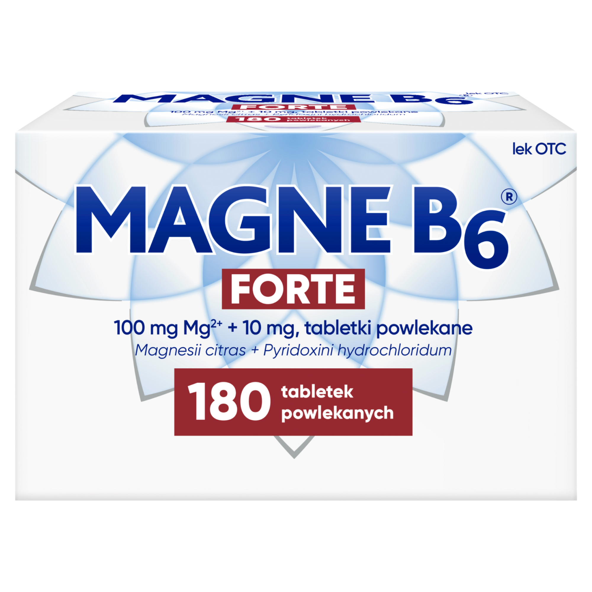 Magne B6 Forte, 100 mg Mg2+ + 10 mg, 180 tabletek powlekanych zdjęcie
