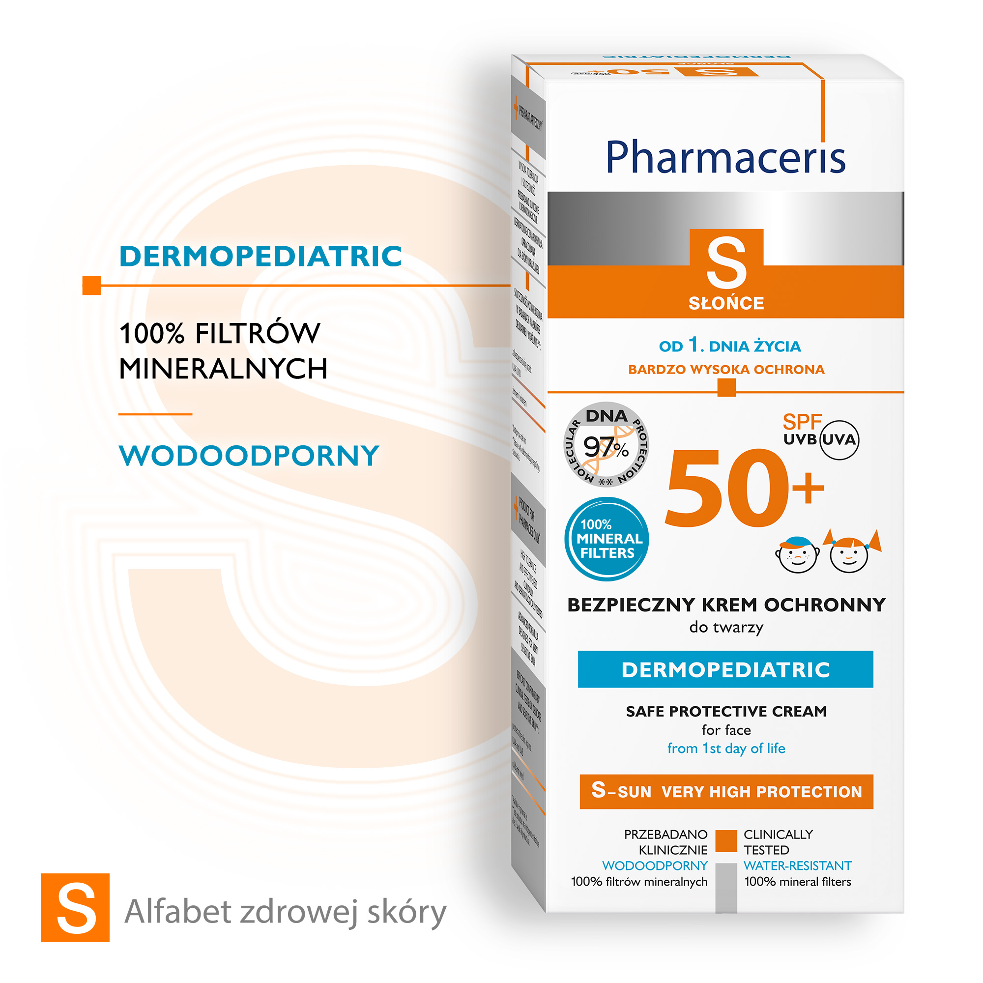 Pharmaceris S Dermopediatric bezpieczny krem ochronny SPF50+ do twarzy dla dzieci od chwili narodzin 50 ml