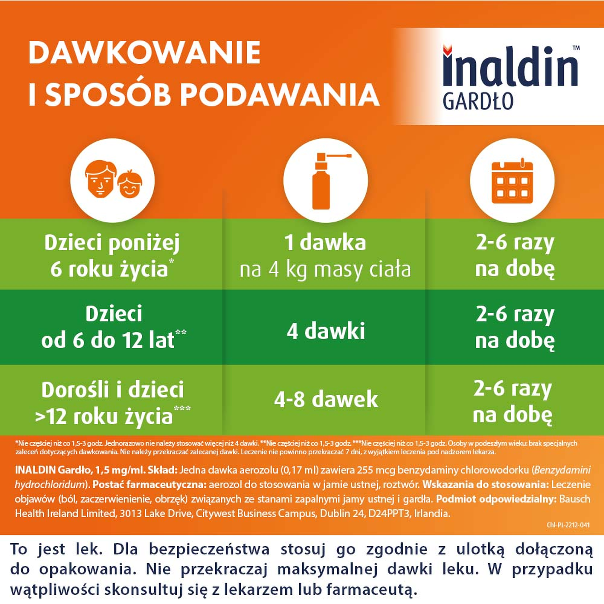 Inaldin Gardło 1,5 mg/ml aerozol do stosowania w jamie ustnej 30 ml