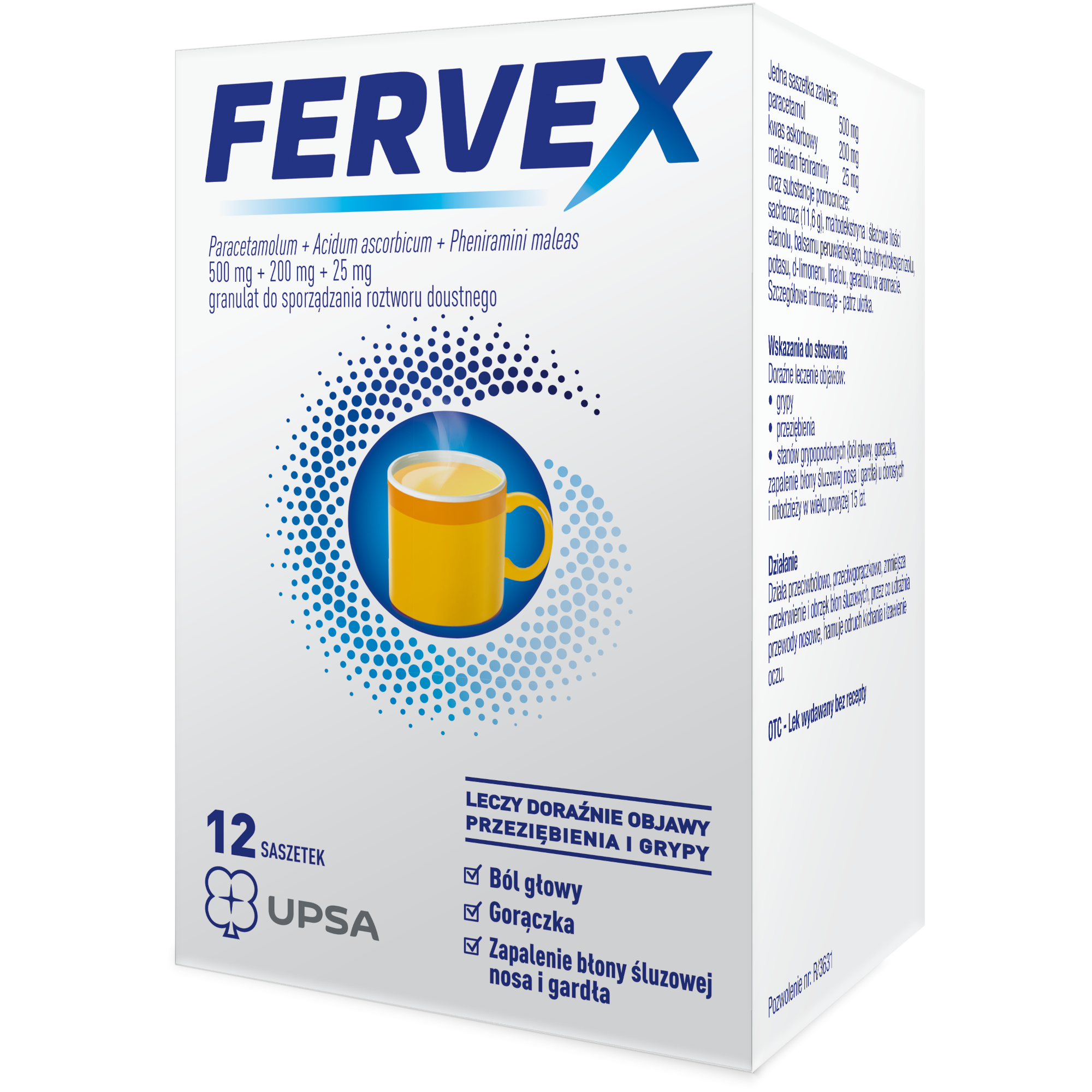FERVEX smak cytrynowy, saszetki, 12 sztuk