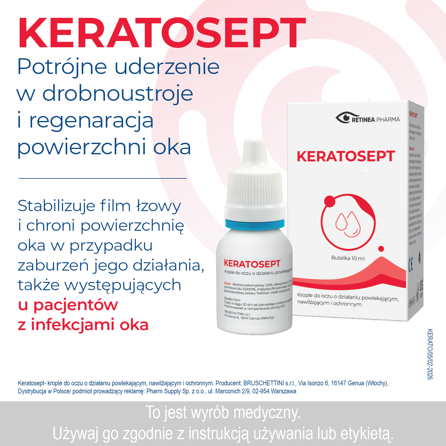 Keratosept, Jałowe krople do oczu w postaci hydrożelu, 10 ml