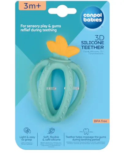 Canpol Babies sensoryczny gryzak 3D silikonowy truskawka 3m+ [80/400_tur] 1 sztuka zdjęcie