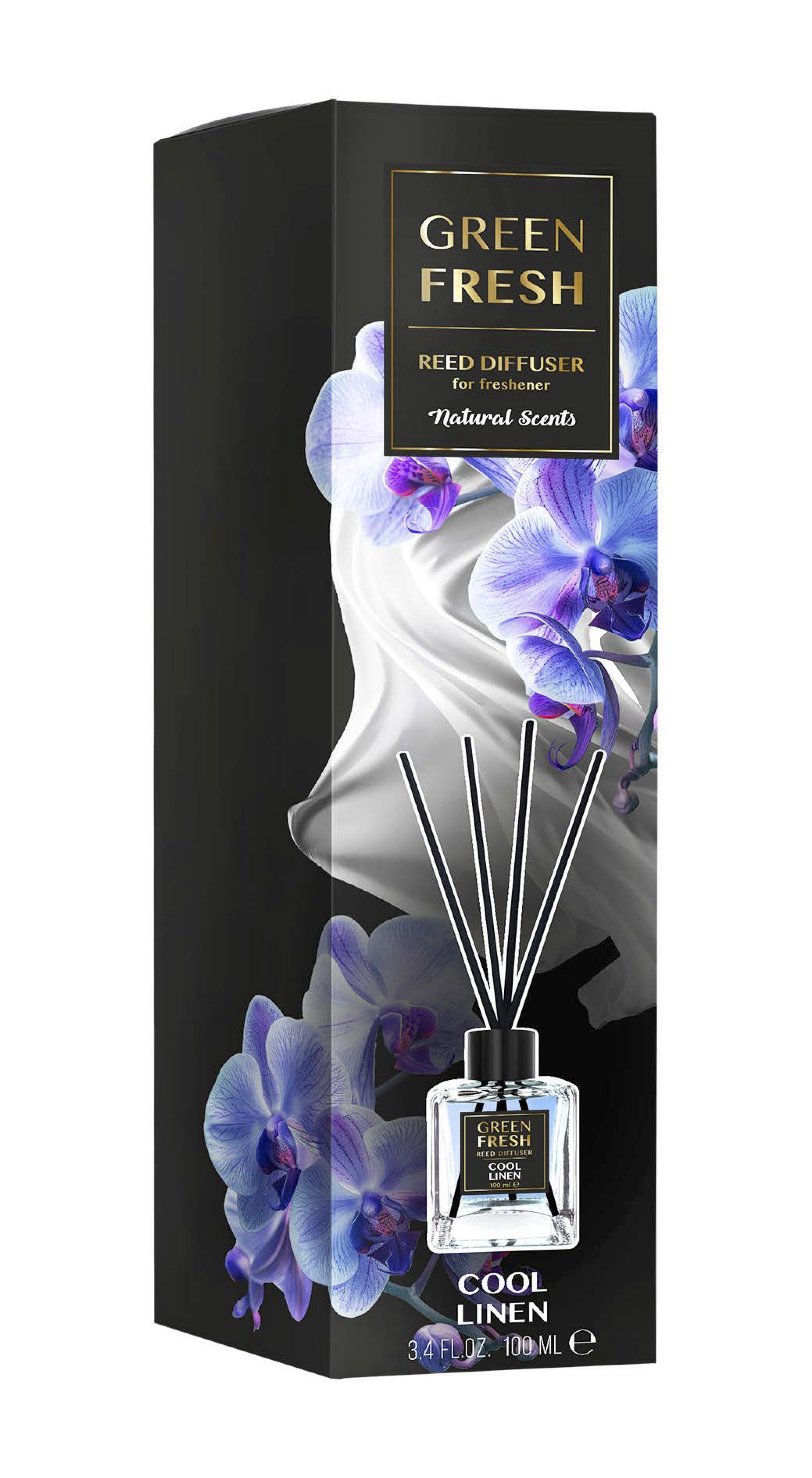 Green fresh, Patyczki zapachowe Gold series Cool linen, 100 ml zdjęcie