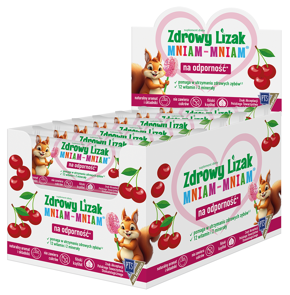 Zdrowy lizak Mniam-Mniam o smaku wiśniowym, 40 sztuk zdjęcie