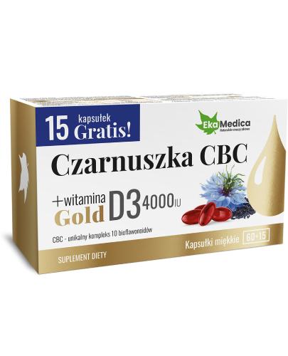Czarnuszka CBC Gold+ Witamina D3 4000 IU, 75 kapsułek (5 blistrów po 15 kapsułek) zdjęcie