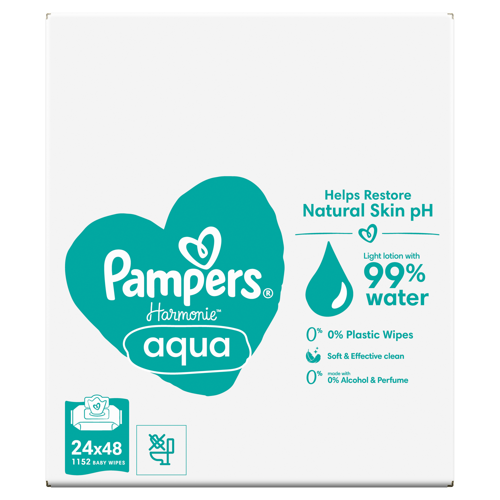 Pampers Harmonie Aqua Chusteczki nawilżane dla dzieci, 24 x 48 sztuk zdjęcie