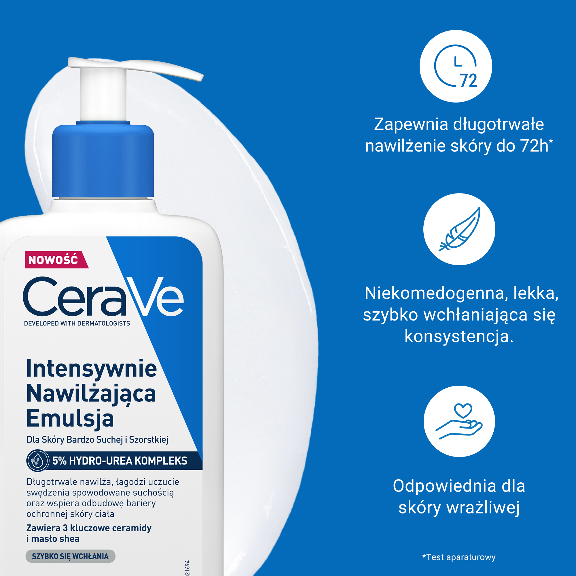 CeraVe, Emulsja intensywnie nawilżająca hydro-urea 5%, 236 ml