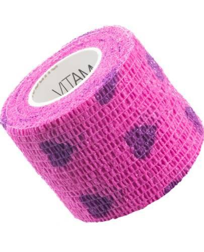 Vitammy Autoband elastyczny bandaż kohezyjny samoprzylepny kolor serduszka fioletowe 5 cm x 4,5 m 1 sztuka zdjęcie