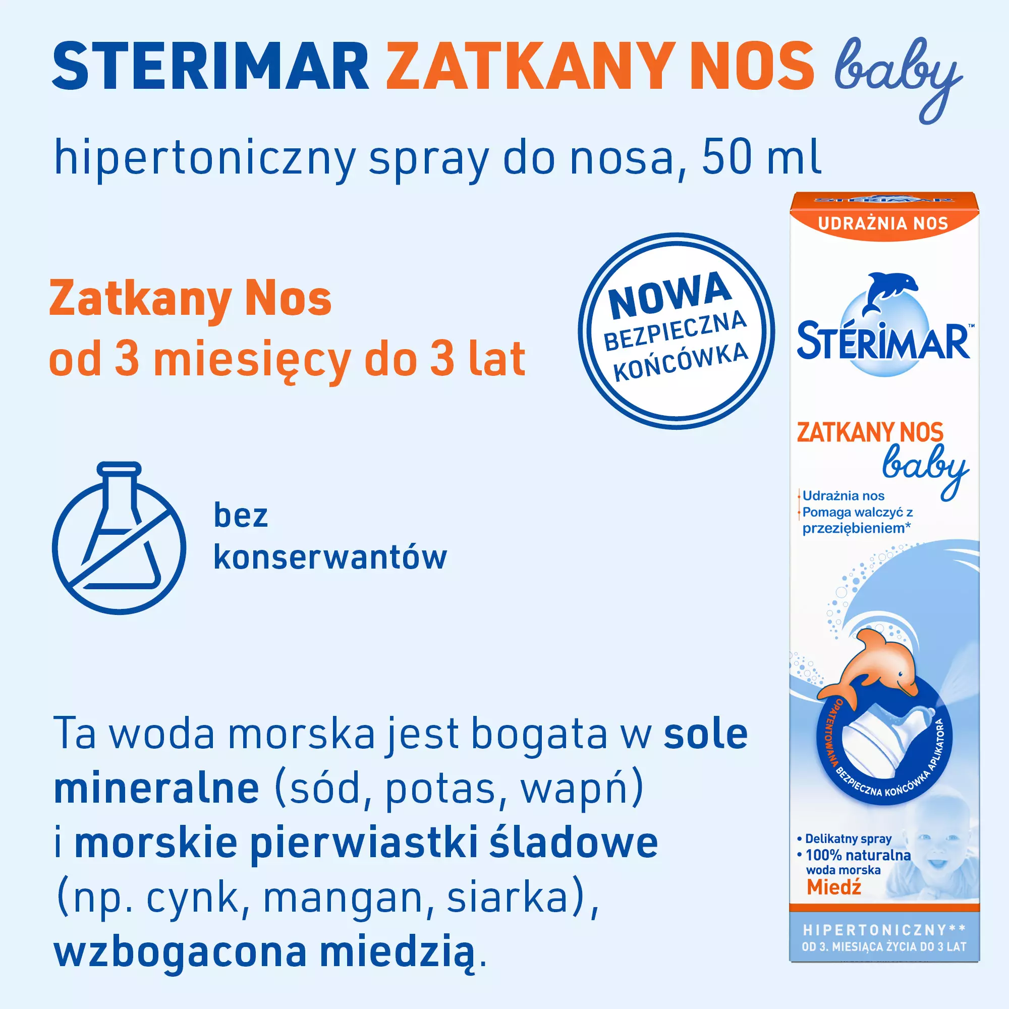 STERIMAR, Zatkany nos BABY, Hipertoniczny wzbogacony miedzią, 50 ml