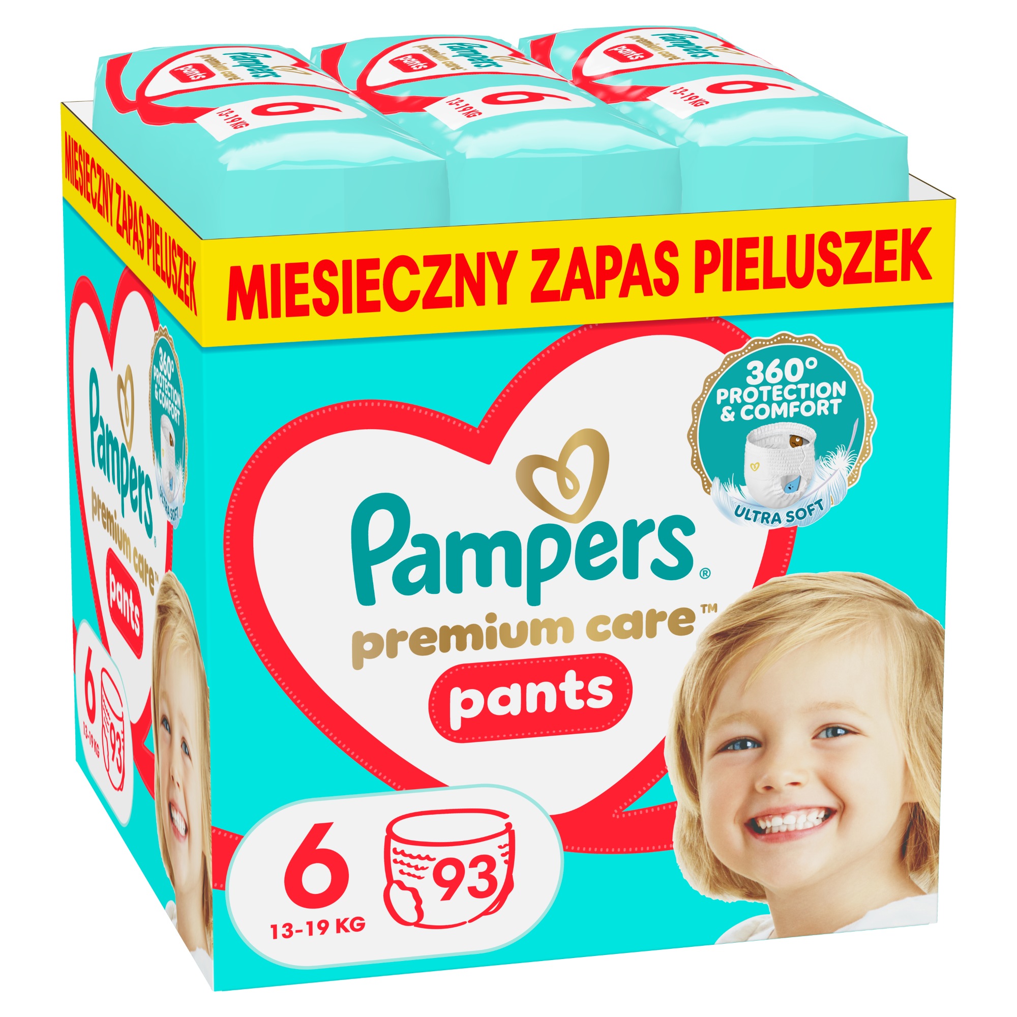 Pampers Premium Care Pieluchomajtki rozmiar 6, 13-19 kg, 93 sztuki zdjęcie