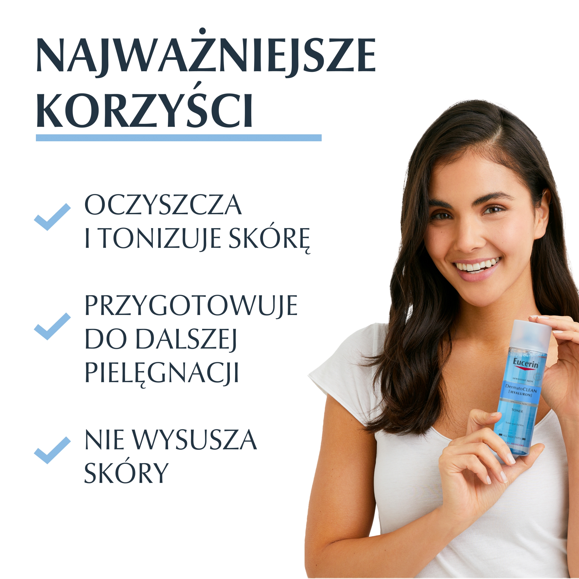 Eucerin Dermatoclean Hyaluron, Tonik oczyszczający do twarzy do każdego rodzaju skóry, 200 ml