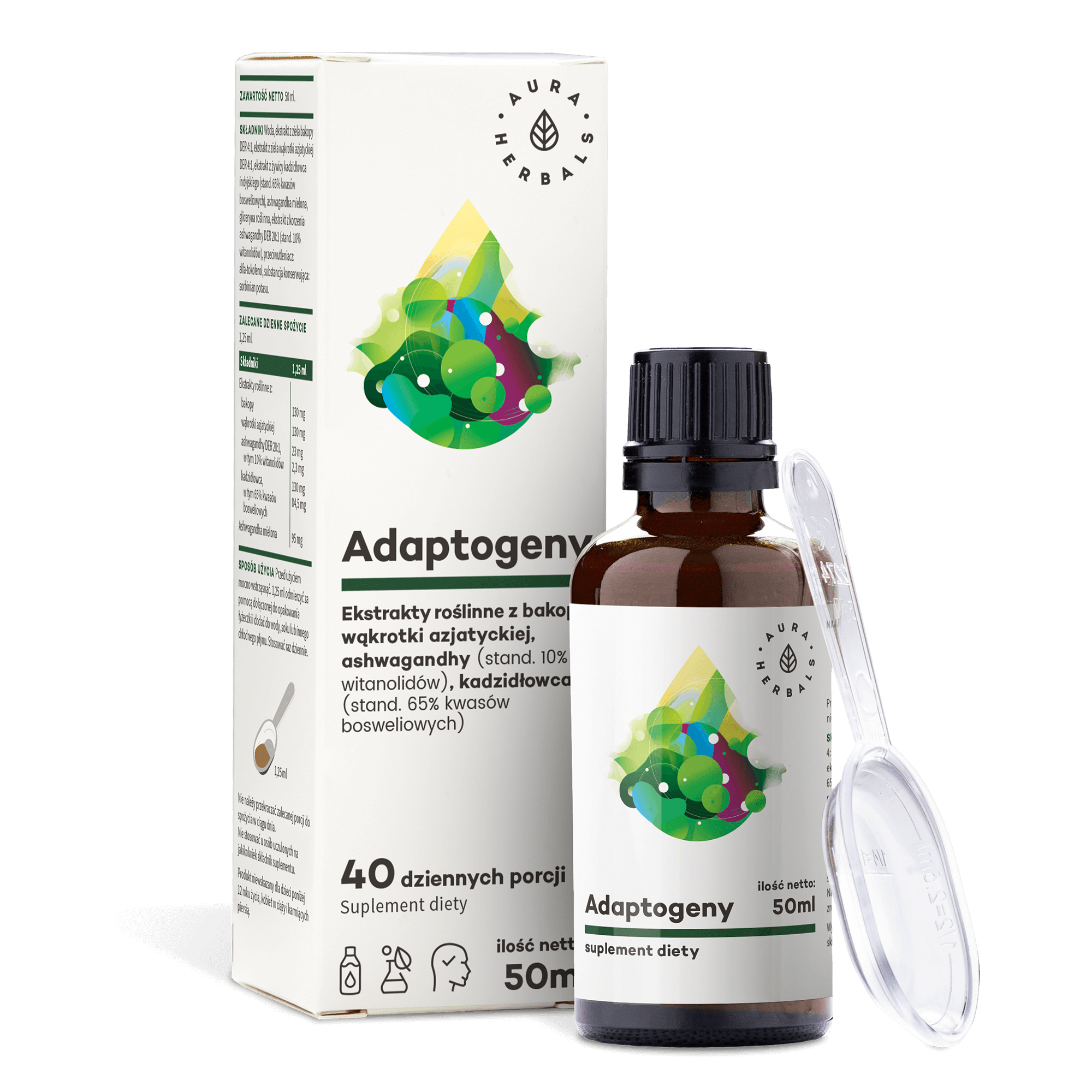 Aura Herbals Adaptogeny 100% naturalne ekstrakty roślinne płyn 50 ml zdjęcie