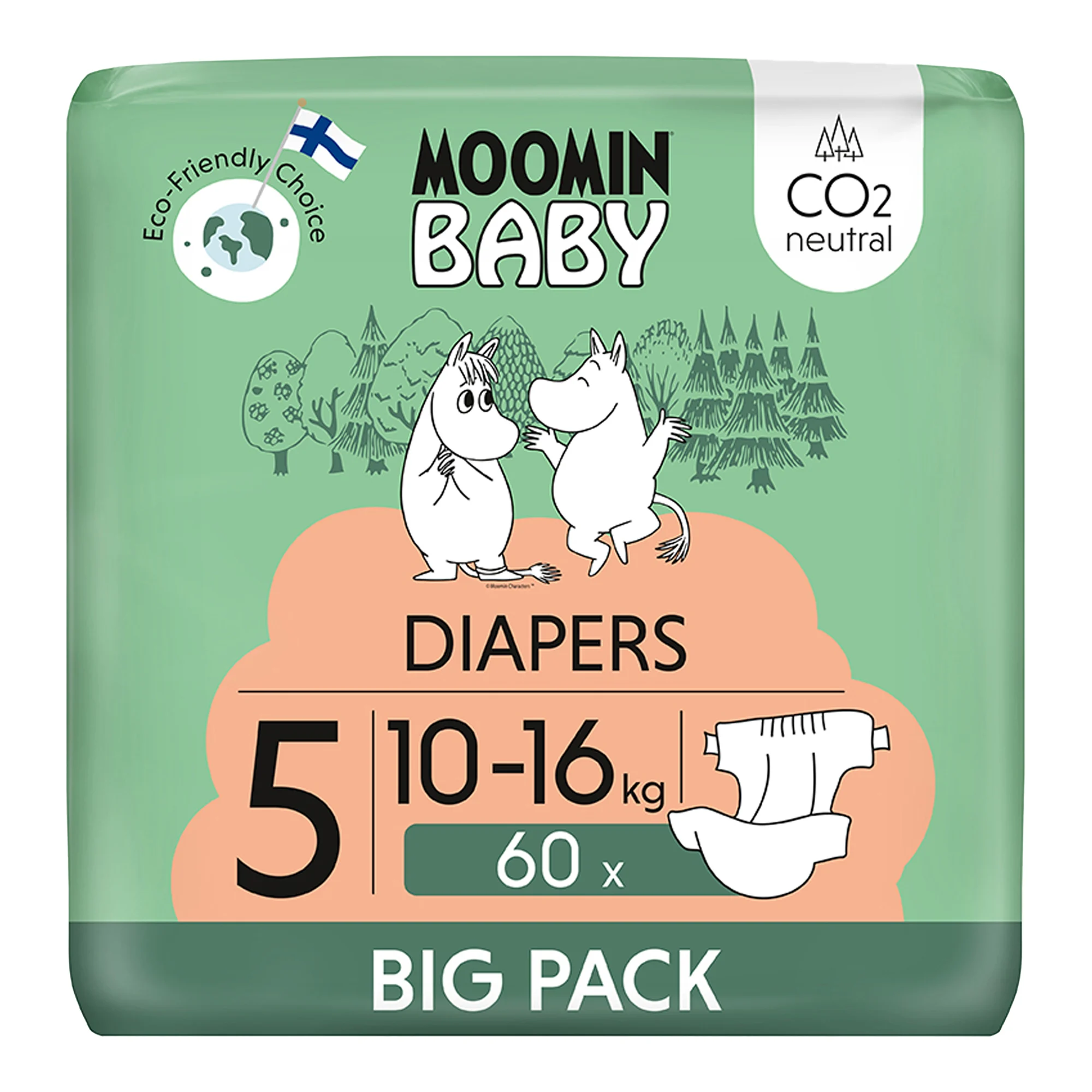 MOOMIN BABY Pieluszki ekologiczne 5 (10-16kg) 60 sztuk zdjęcie