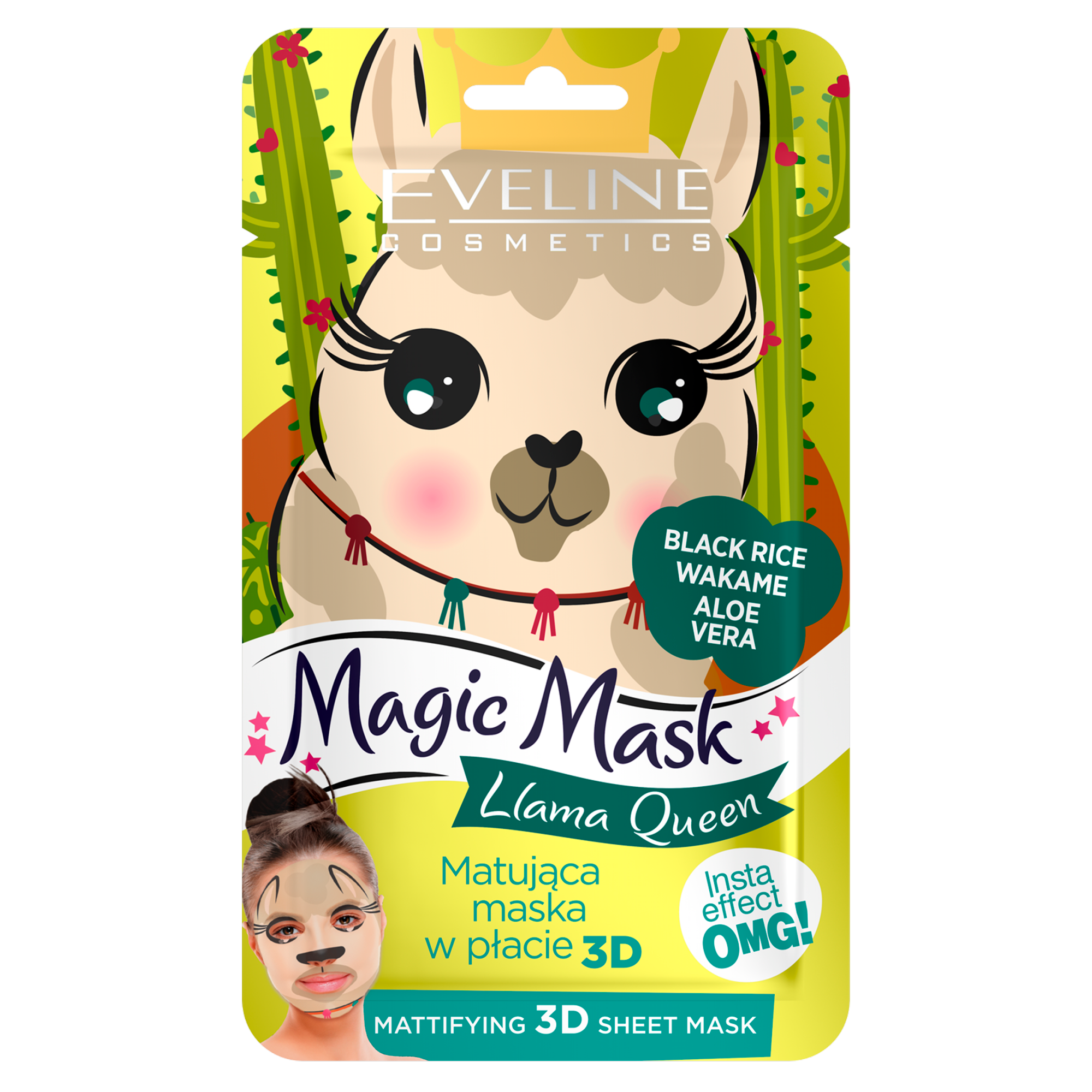 Eveline Magic Mask Llama Queen Matująca maska w płacie 3D, 1 sztuka zdjęcie