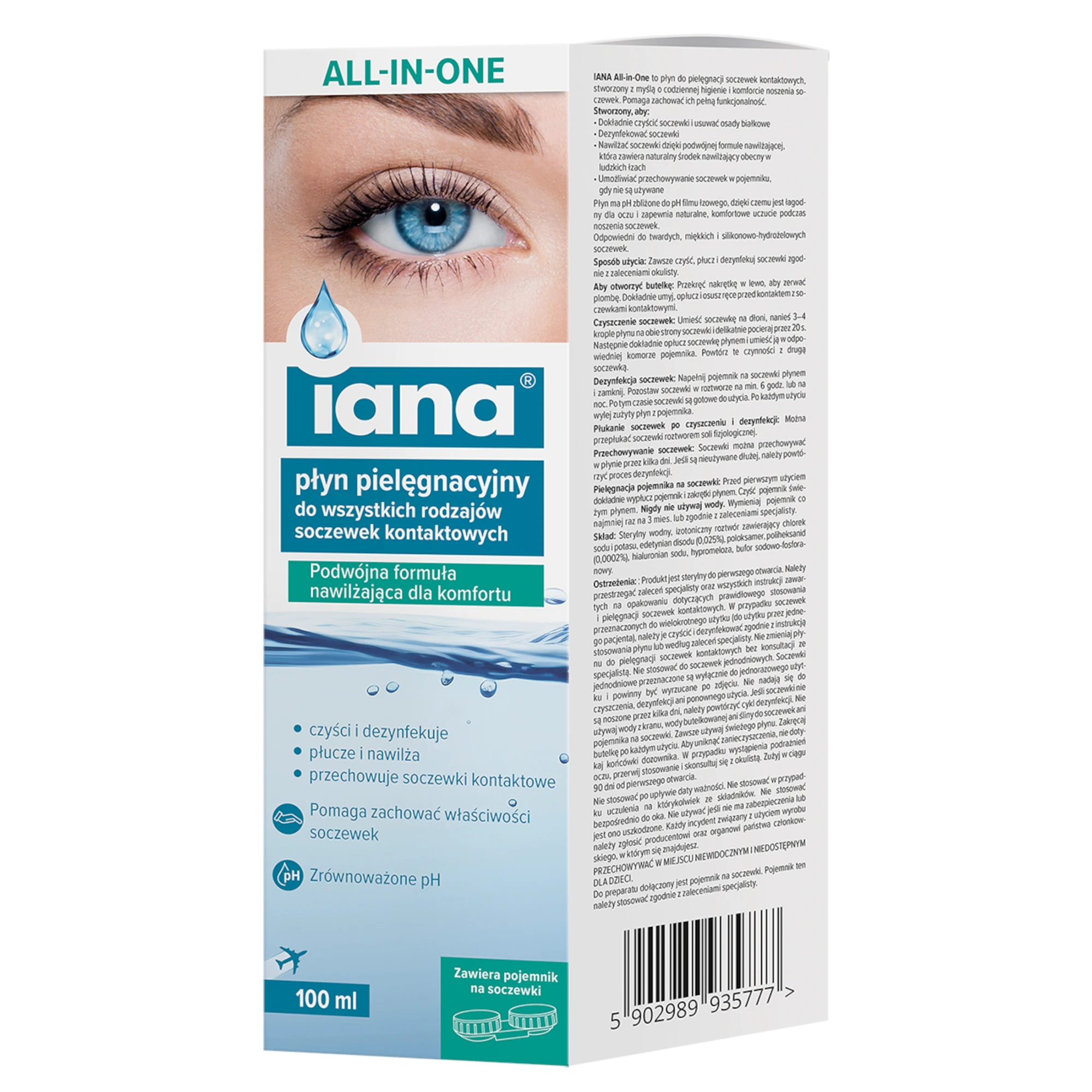 Iana All-in-One Płyn pielęgnacyjny do soczewek kontaktowych, 100 ml zdjęcie
