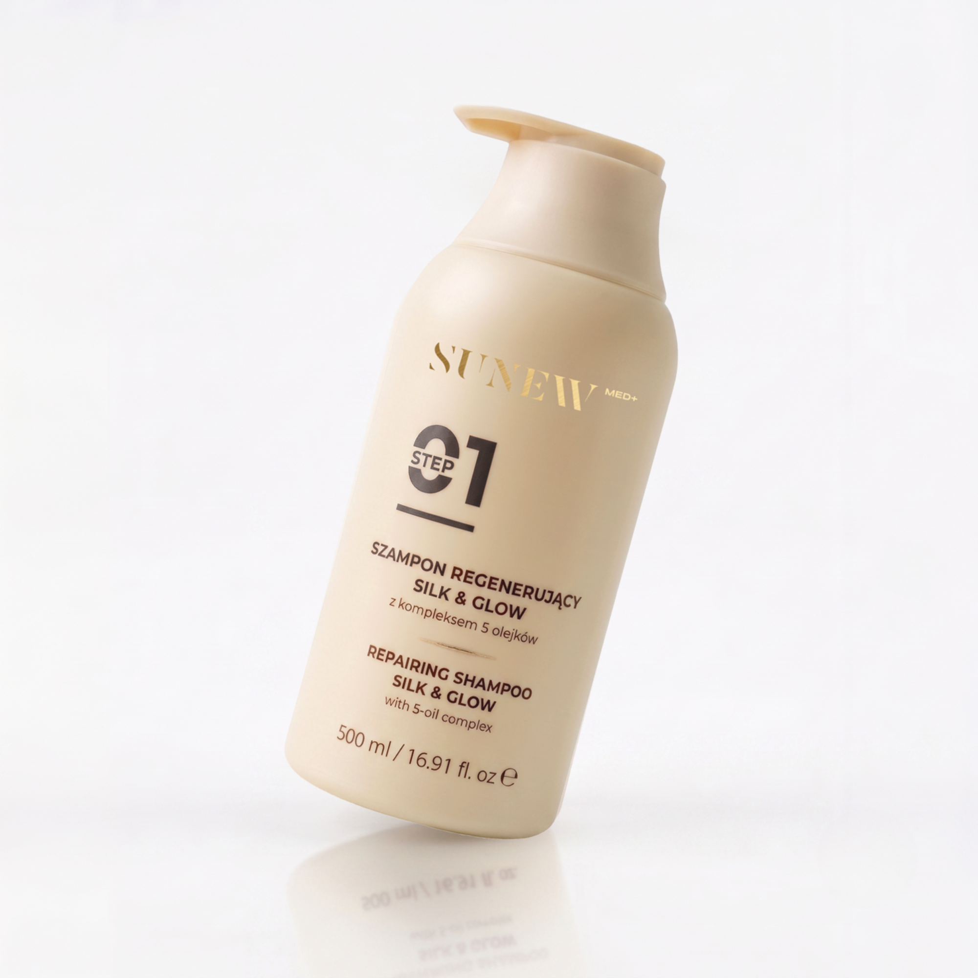 SunewMed+ Szampon regenerujący Silk&Glow z kompleksem 5 olejków, 500 ml