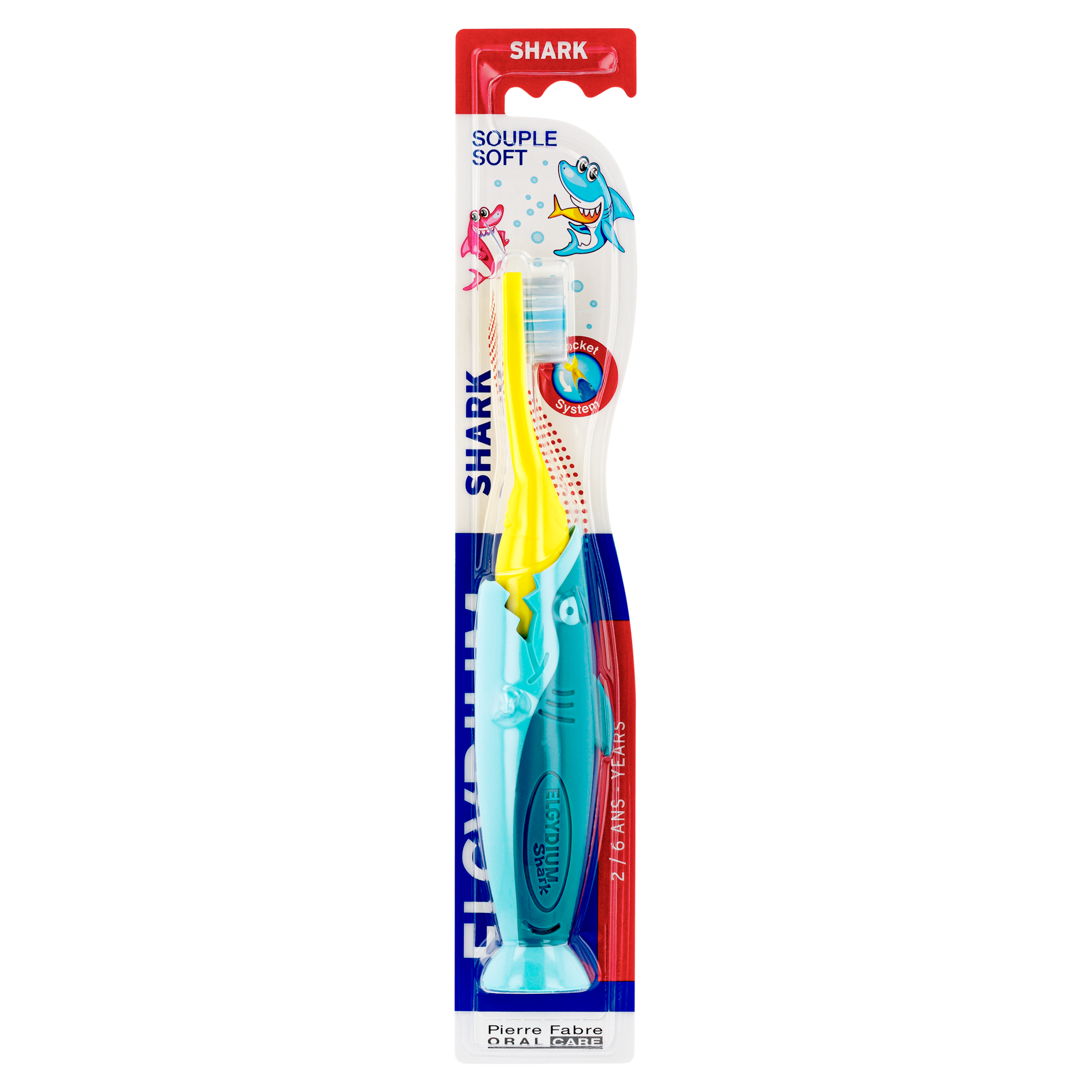 ELGYDIUM Pocket Kids Shark podróżna szczoteczka do zębów dla dzieci 2-6 lat 1 sztuka zdjęcie