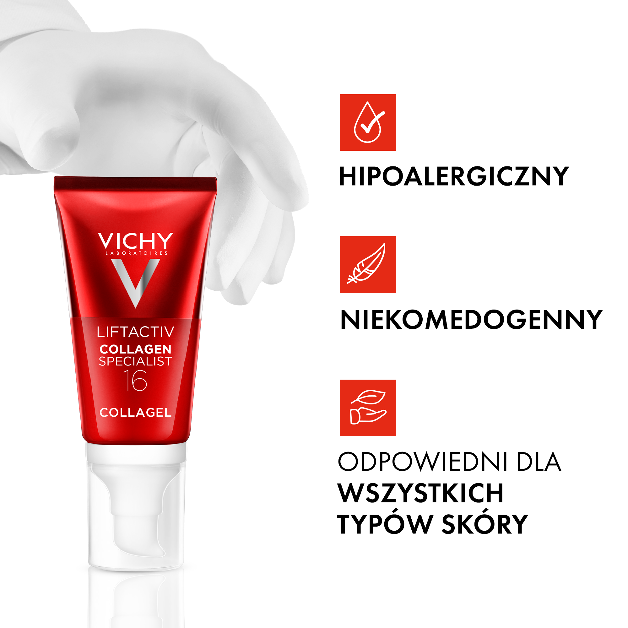 Vichy Liftactiv Collagen Specialist, lekki krem-żel podkręcający Glow, 50 ml