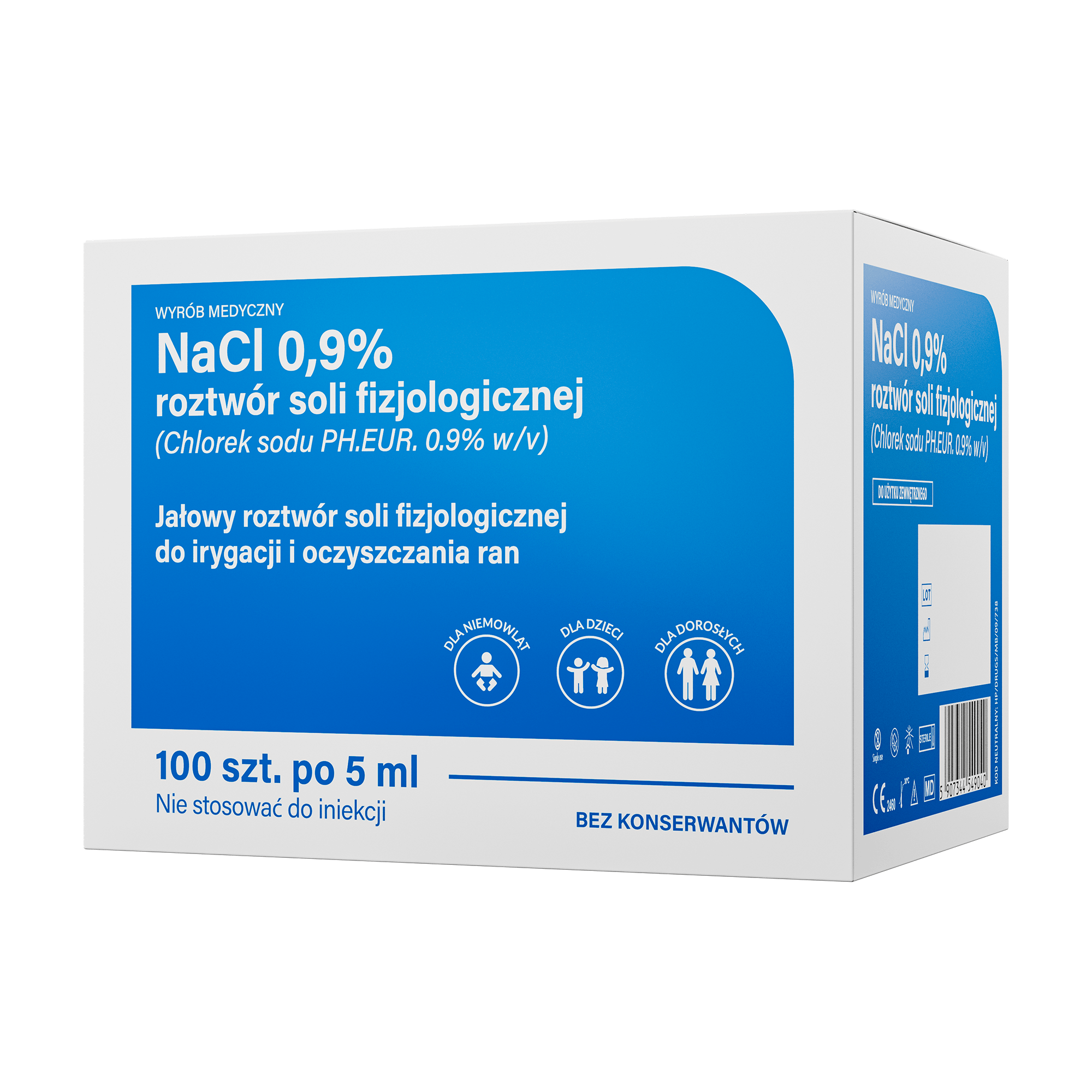 Tolife NaCl 0,9% roztwór soli fizjologicznej do irygacji i oczyszczania ran, 100 x 5 ml