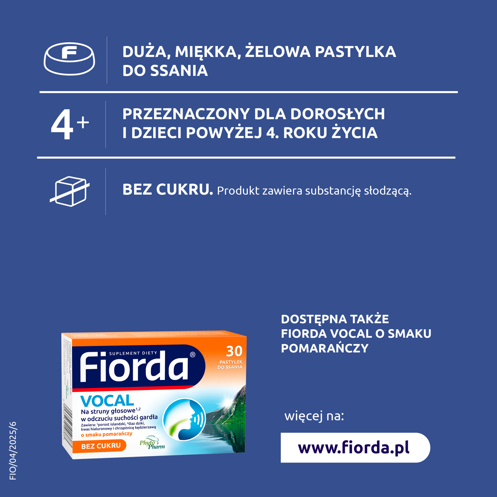 Fiorda Vocal o smaku owoców leśnych, 30 pastylek do ssania
