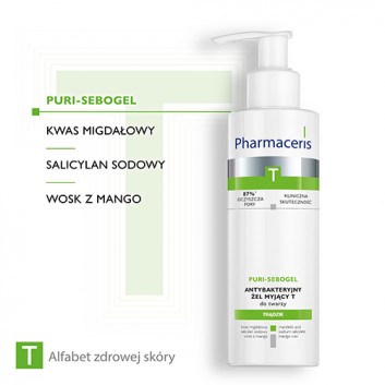 Pharmaceris T Puri-Sebogel, antybakteryjny żel myjący do twarzy, 190 ml