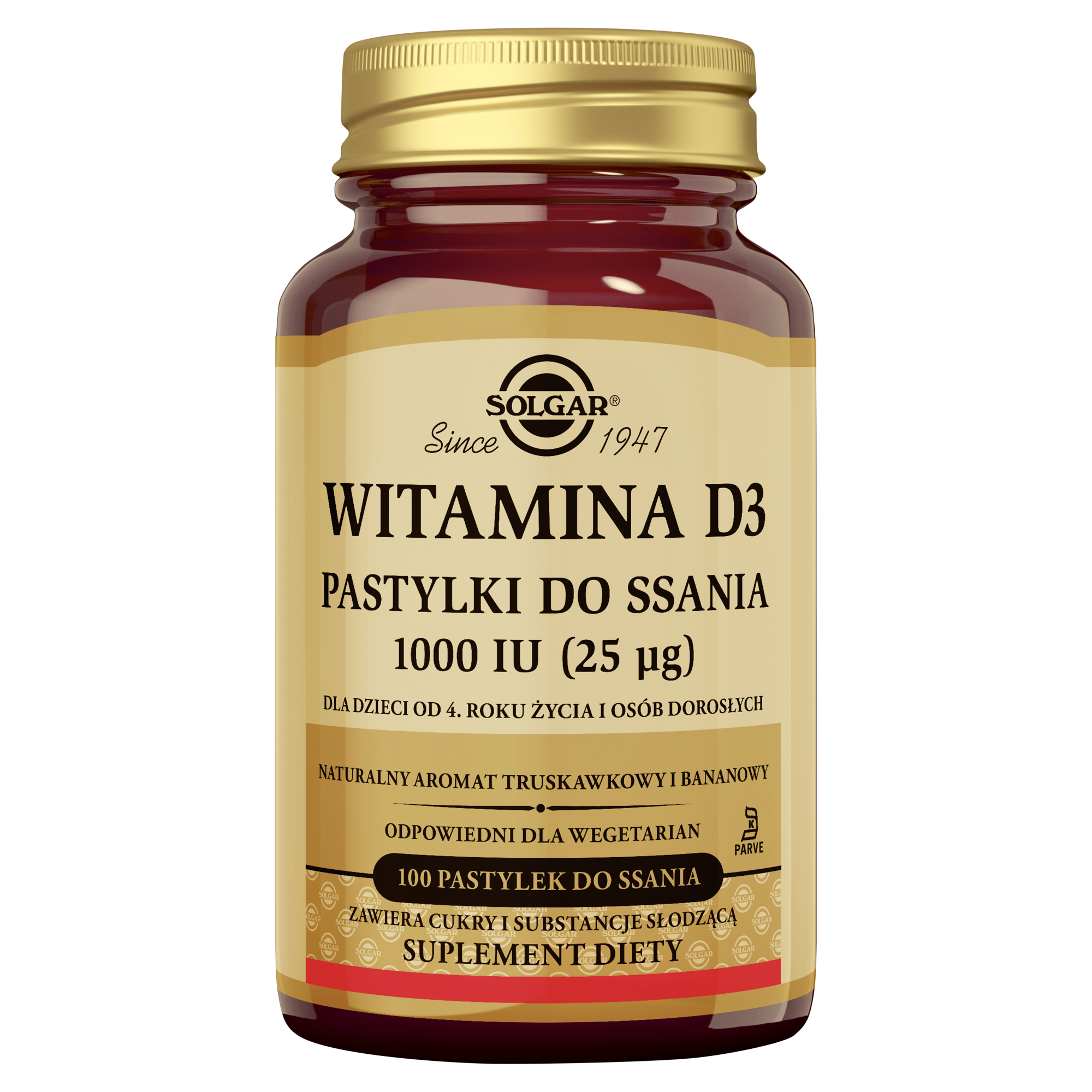 SOLGAR Naturalna witamina D3 1000 25µg 100 kapsułek zdjęcie