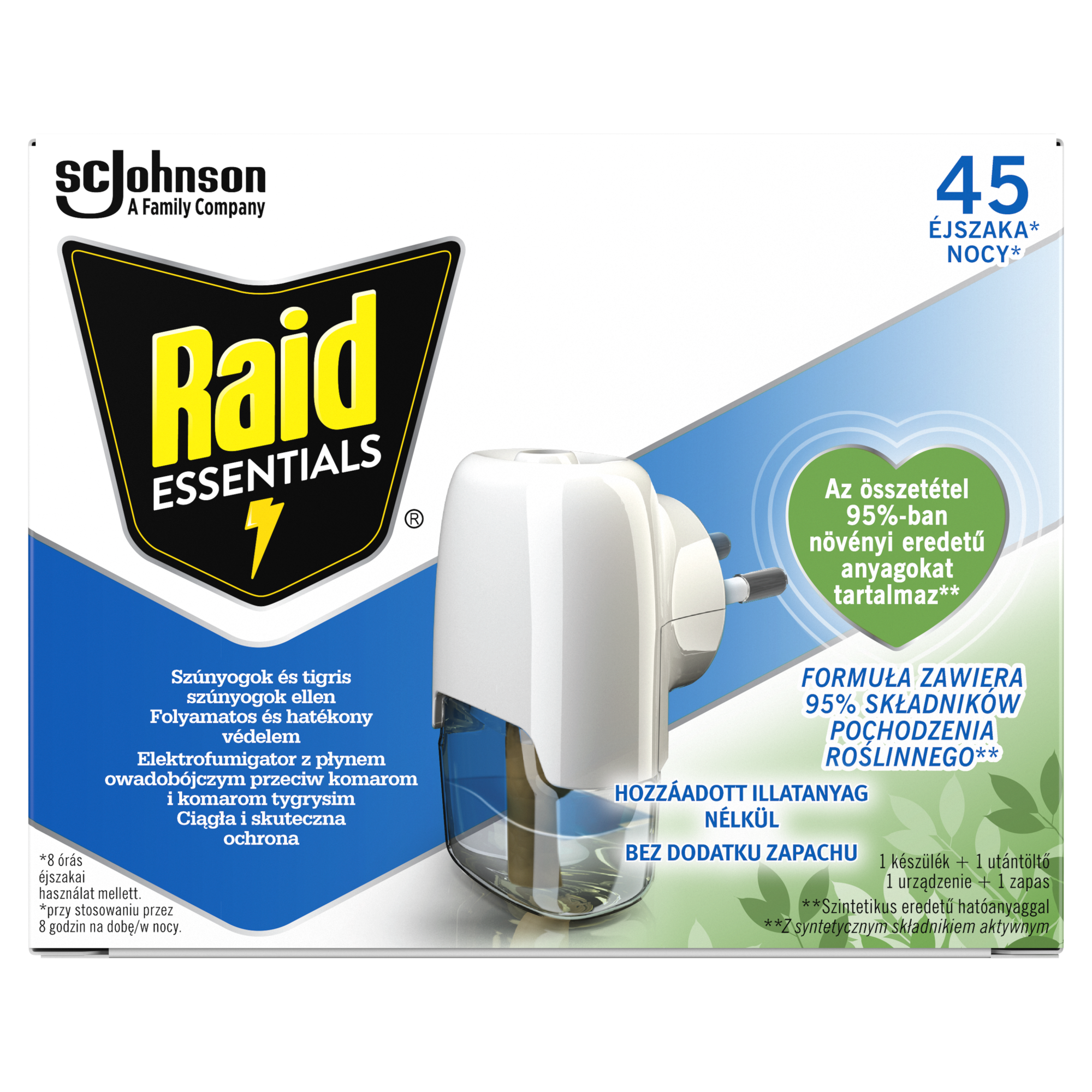 Raid Essentials, Urządzenie elektryczne z płynem przeciw komarom 45 nocy, 27 ml  zdjęcie