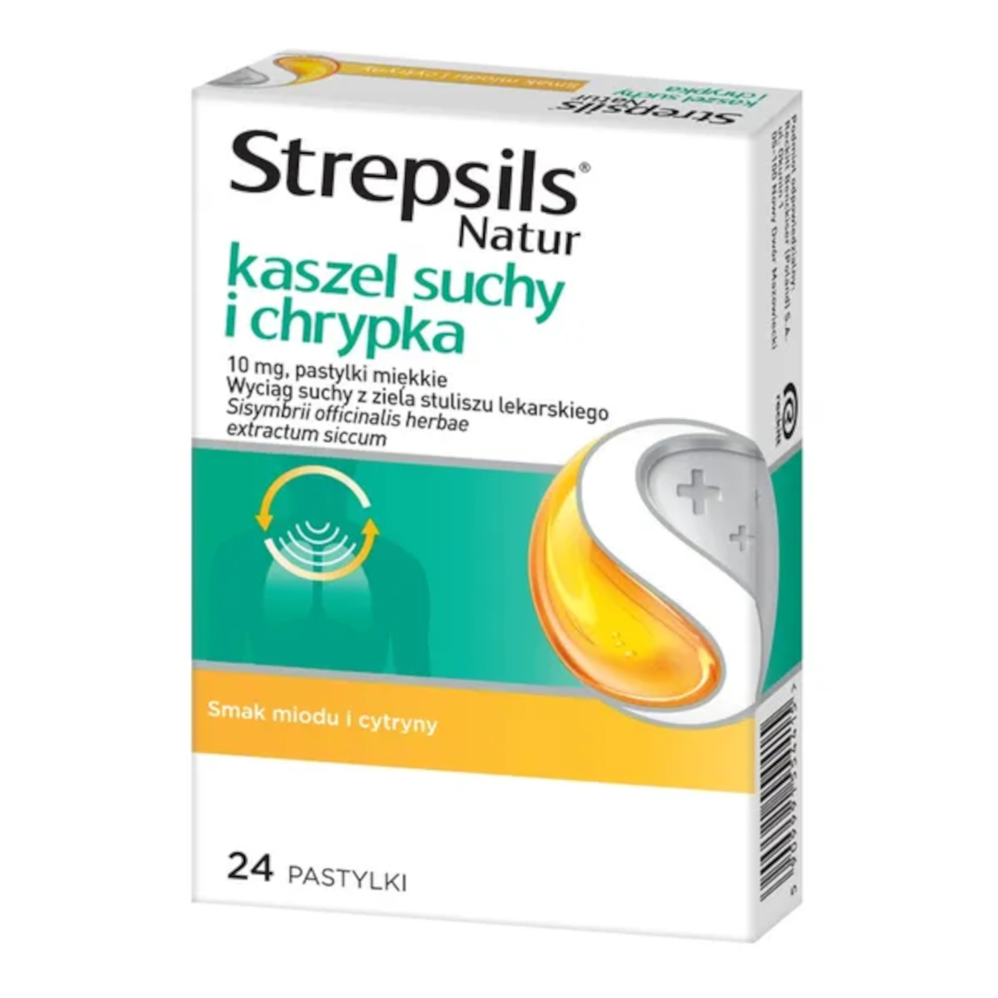 Strepsils Natur kaszel suchy i chrypka pastylki 10 mg, 24 sztuki zdjęcie